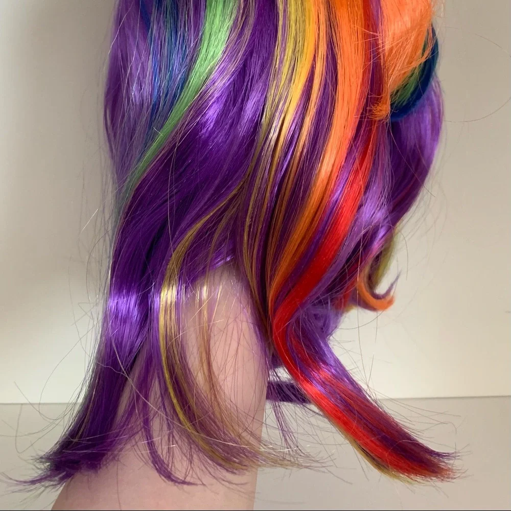 Rainbow wig with bangs